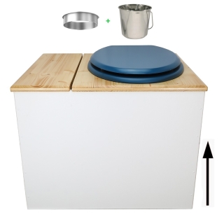 Toilette sèche en bois blanc/huilé avec bac intégré
