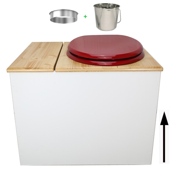 Toilette sèche en bois blanc/huilé avec bac intégré