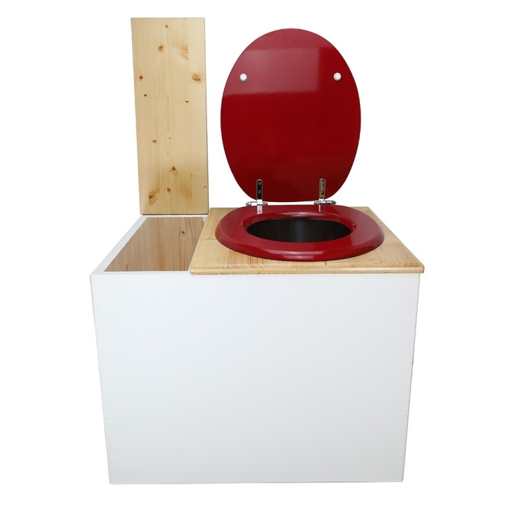  Toilette sèche en bois blanc/huilé avec bac intégré