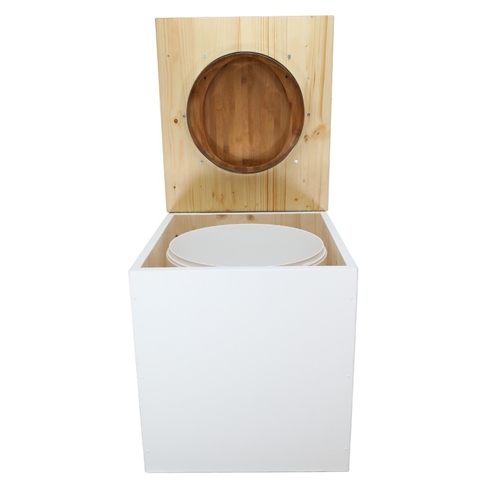  Toilette sèche en bois blanc/huilé avec seau plastique 22L