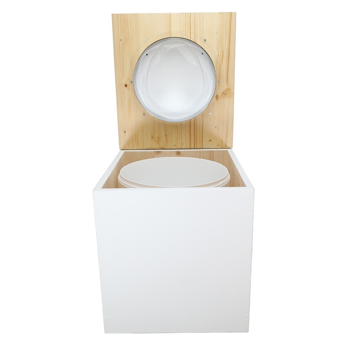  Toilette sèche en bois blanc/huilé avec seau plastique 22L