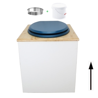 Toilette sèche en bois blanc/huilé avec seau plastique 22L