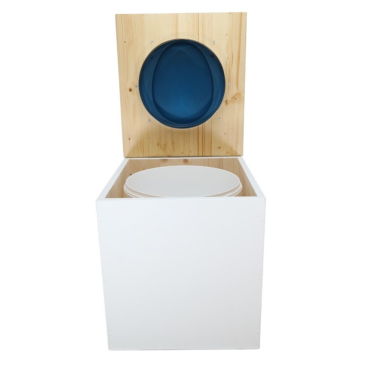  Toilette sèche en bois blanc/huilé avec seau plastique 22L