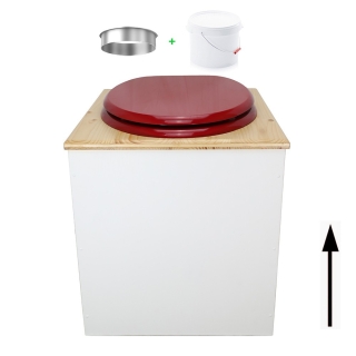 Toilette sèche en bois blanc/huilé avec seau plastique 22L