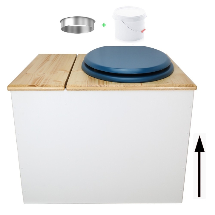 Toilette sèche en bois blanc/huilé avec bac intégré