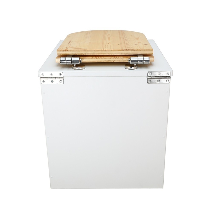  Toilette sèche en bois blanc avec seau plastique 22L