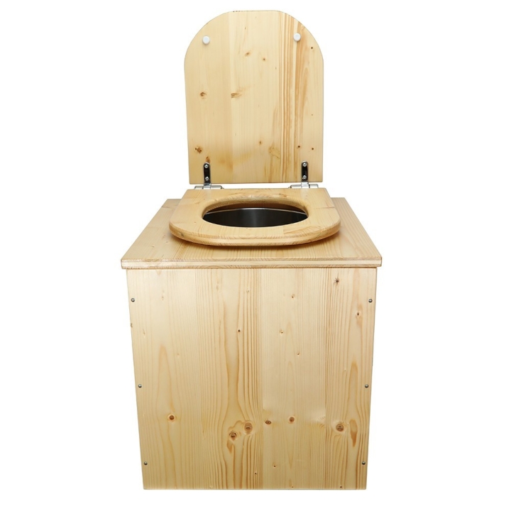  Toilette sèche rehaussée en bois huilée complète avec seau inox