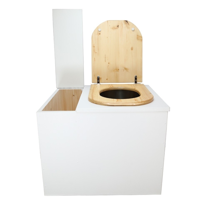  Toilette sèche rehaussée en bois blanc avec bac intégré
