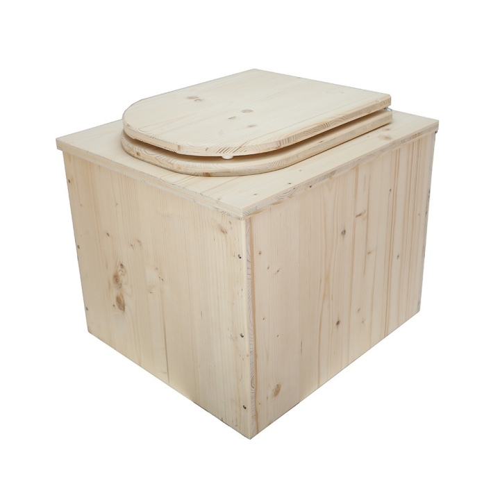  Toilette sèche en bois brut complète avec seau plastique 22L 