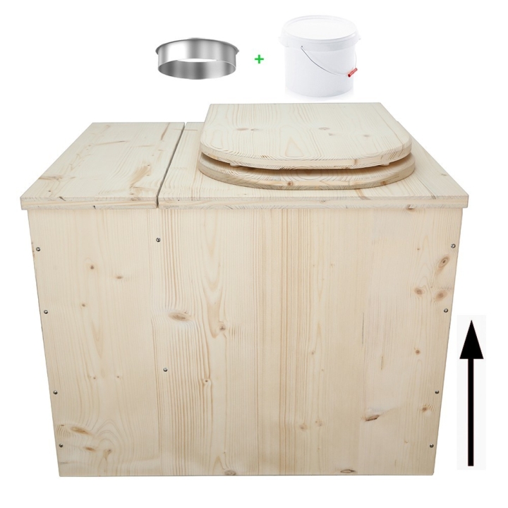 Toilette sèche rehaussée avec bac à copeaux de bois intégré