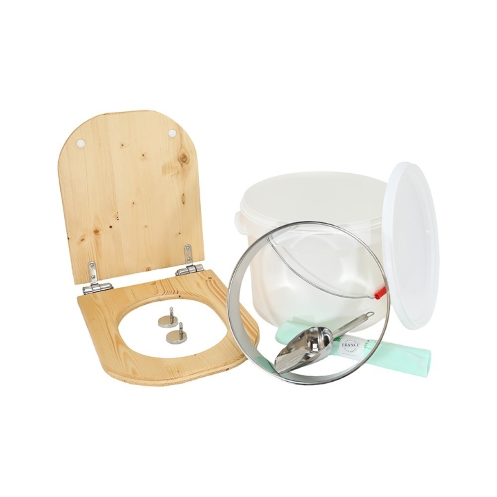 Kit fabrication toilette sèche auto-constructeur DIY - abattant forme "D" huilé déclipsable