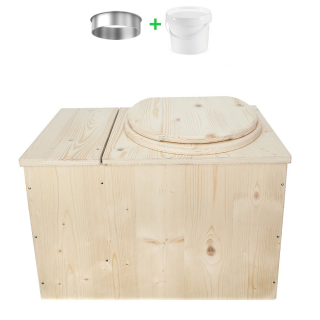 Toilette sèche avec bac à copeaux de bois complet avec bavette inox et seau 20 litres