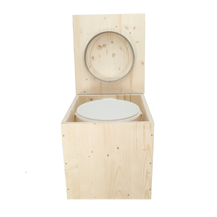  Toilette sèche en bois avec seau 20L plastique et bavette inox